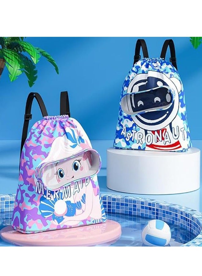 JCB CHIC حقيبة ظهر للسباحة للأطفال، حقيبة تخزين مقاومة للماء للفصل الجاف والرطب، حقيبة ظهر محمولة برباط لصالة الألعاب الرياضية والشاطئ وحمام السباحة - Image 4