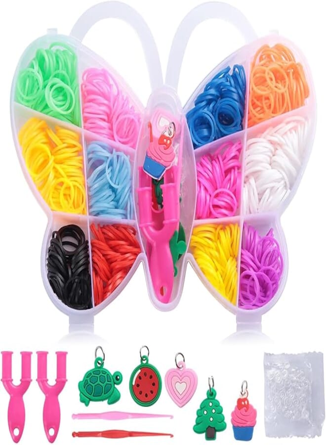 Excefore Rubber Band Bracelet Kit, 600 PCS, Unisex, Ages 6+, Craft Kit, Not Foldable, Includes Looms, Hooks, Charms & Instructions