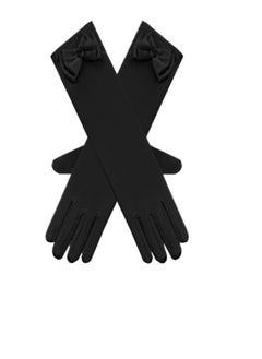 Loquat Girls' Spring and Autumn Long Gloves Black  - Image 2