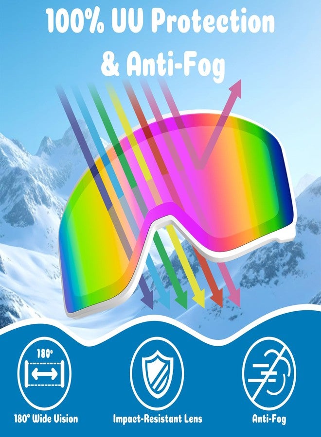 COOLOO Kids Ski Goggles, Kids Snowboard Goggles OTG Replaceable Lens Anti Fog & UV Protection Snow Goggles for Ages 3-14 - Image 3