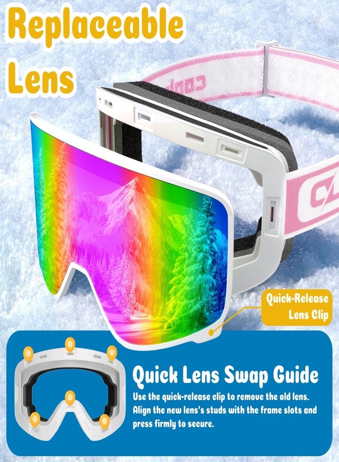 COOLOO Kids Ski Goggles, Kids Snowboard Goggles OTG Replaceable Lens Anti Fog & UV Protection Snow Goggles for Ages 3-14 - Image 2