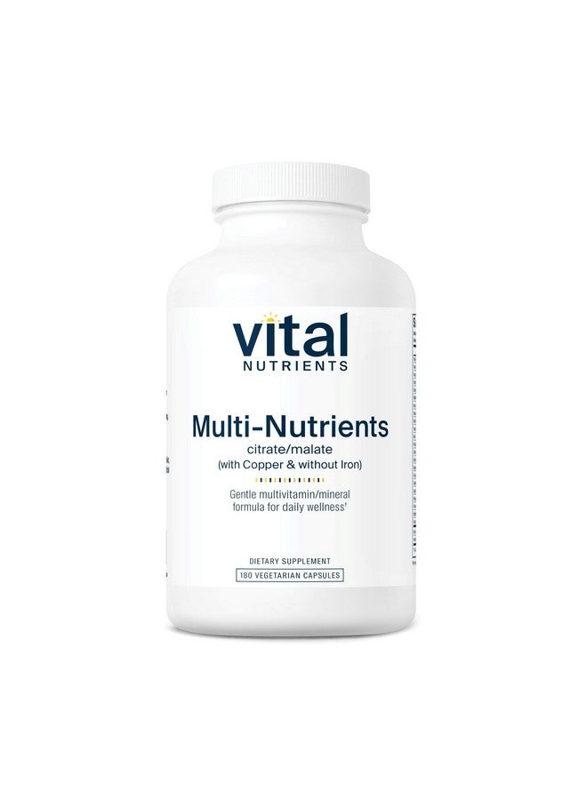 Vital Nutrients فيتال نيوترينتس - تركيبة متعددة العناصر الغذائية 2 - صيغة سيتريت/ماليت (مع النحاس وبدون الحديد) - متعدد الفيتامينات/المعادن، مضادات أكسدة قوية، صيغة لطيفة متاحة حيوياً - 180 كبسولة نباتية لكل زجاجة - Image 1