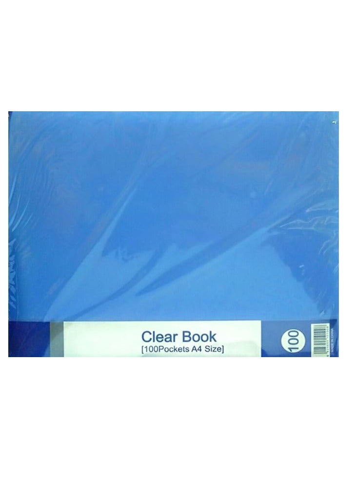 Deluxe 100-Pocket Clear Book, A4 Size Blue Colour - Image 2