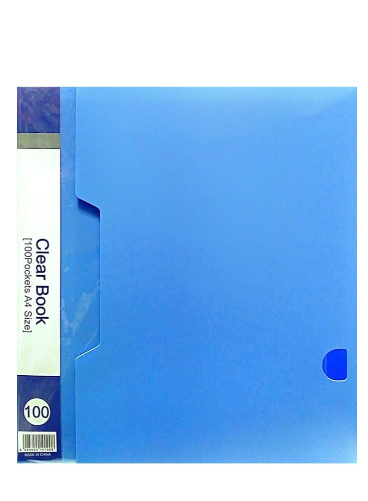 Deluxe 100-Pocket Clear Book, A4 Size Blue Colour - Image 1