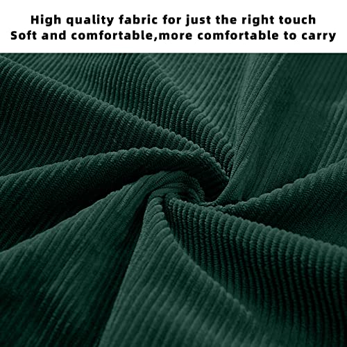 KALIDI FANCY FOREST KALIDI Corduroy Bag Women Large Tote Bag with Zipper Pockets Casual Shoulder Bag Big Capacity Shopping Bag, Dark Green - Image 3