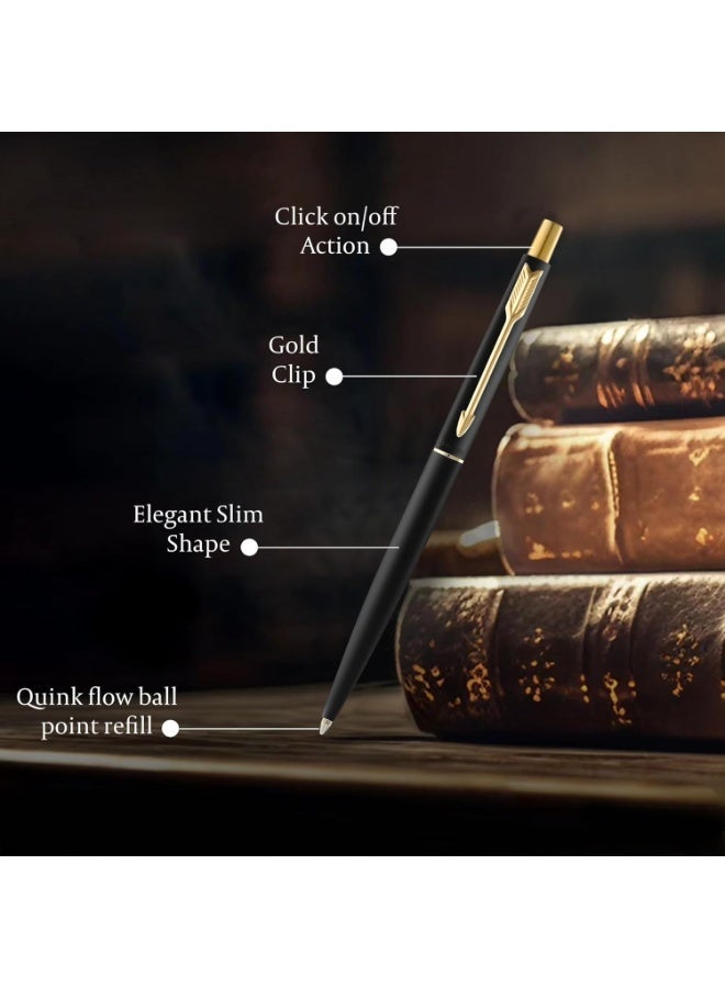 Parker Classic Matte Black Gold Trim Ball Pen| Ink Color - Blue | Unique Gift For Employees | Leading Pen For Corporate - Image 3