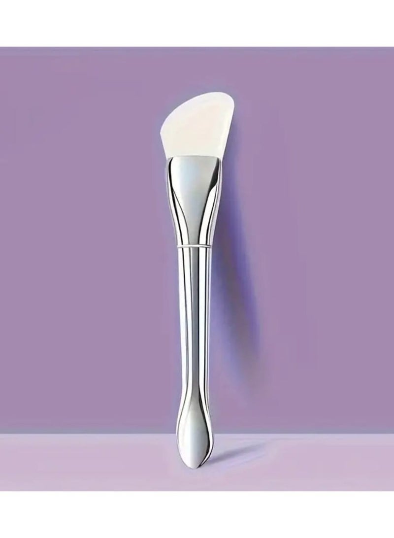 BOLREUS 4 Pcs Multifunctional Silicone Facial Mask Brush Set, Ultra-Thin Flat Head Applicator With Silver-Handle, Dual-Ended Facial Mask Brush & Spatula, Soft Touch - Image 4
