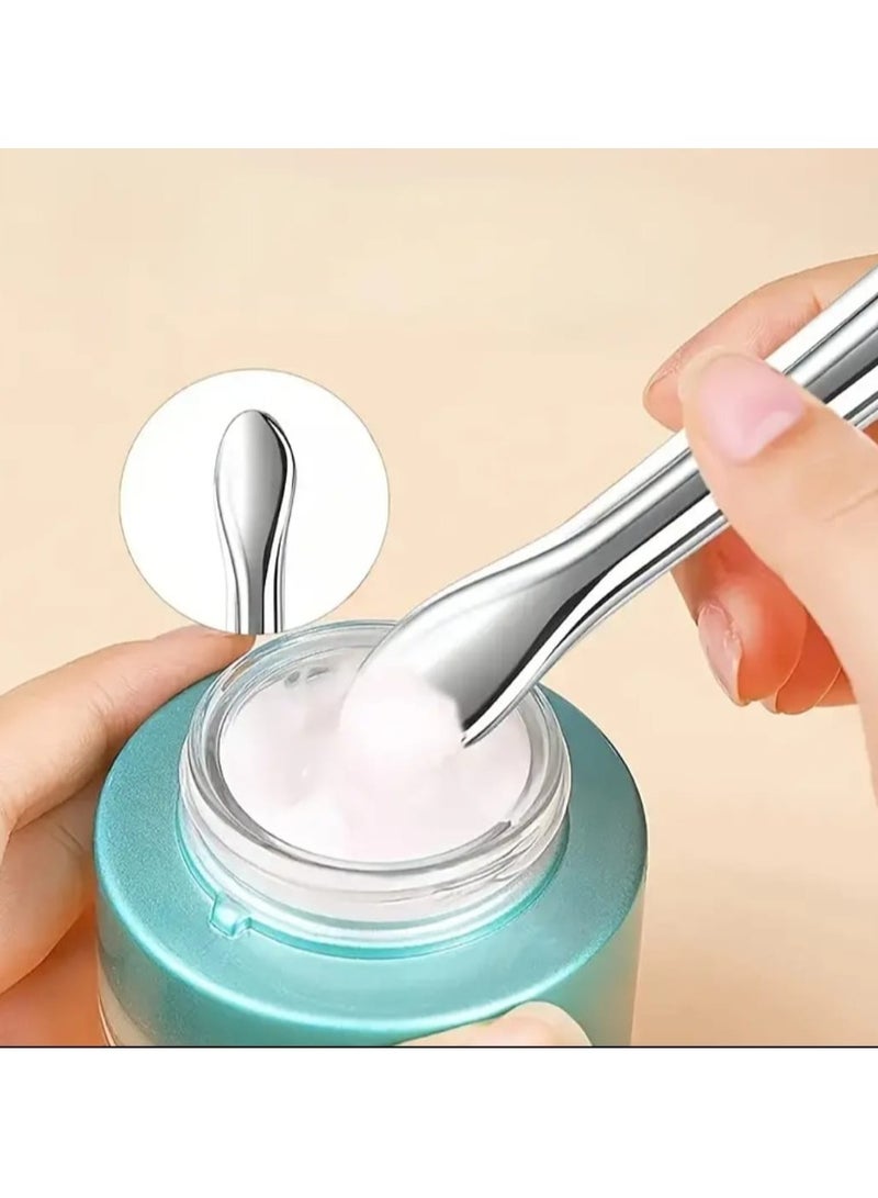BOLREUS 4 Pcs Multifunctional Silicone Facial Mask Brush Set, Ultra-Thin Flat Head Applicator With Silver-Handle, Dual-Ended Facial Mask Brush & Spatula, Soft Touch - Image 3