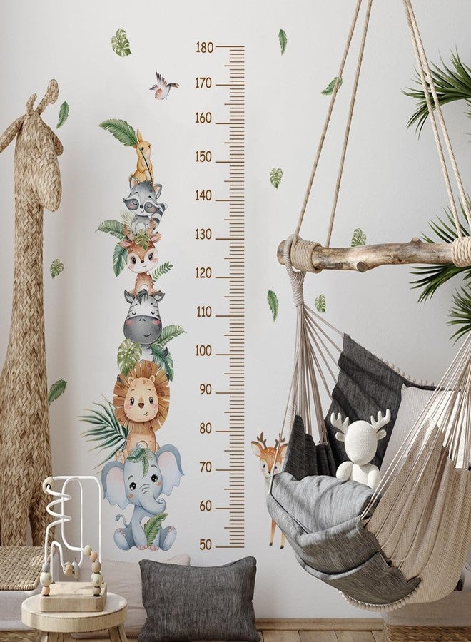 Boodecal 35.43 x 53.94 inches Jungle Animal Lion Elephant Cartoon Version Growth Chart for Kids Height Chart Ruler Wall Decor for Measuring Kids Boys Girls Wall Decals Stickers for Children Nursery - Image 1