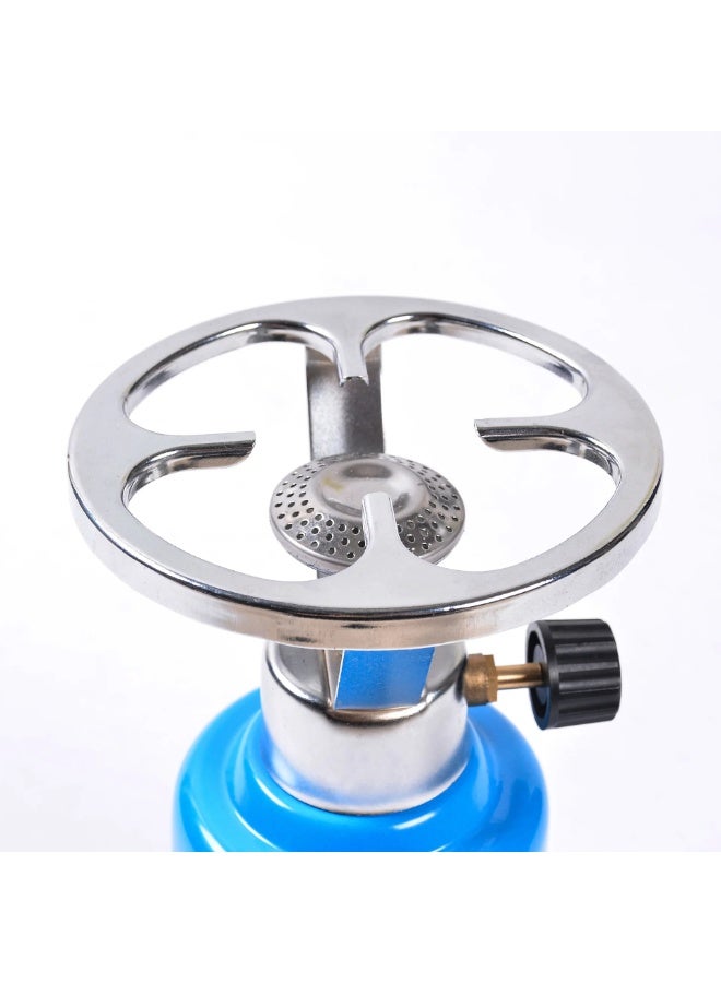 موقد غاز محمول للتخييم والرحلات، موقد سفري Top-mounted للطبخ الخارجي، شعلة فولاذ مقاوم للصدأ قوية، حامل أواني كروم للأواني والغلايات والدلال، مفتاح تحكم بالغاز قابل للتعديل، خفيف وصغير الحجم، سريع الغليان، سهل التركيب والاستخدام في التخييم، النزهات، الشوايات والرحلات البرية - Image 4