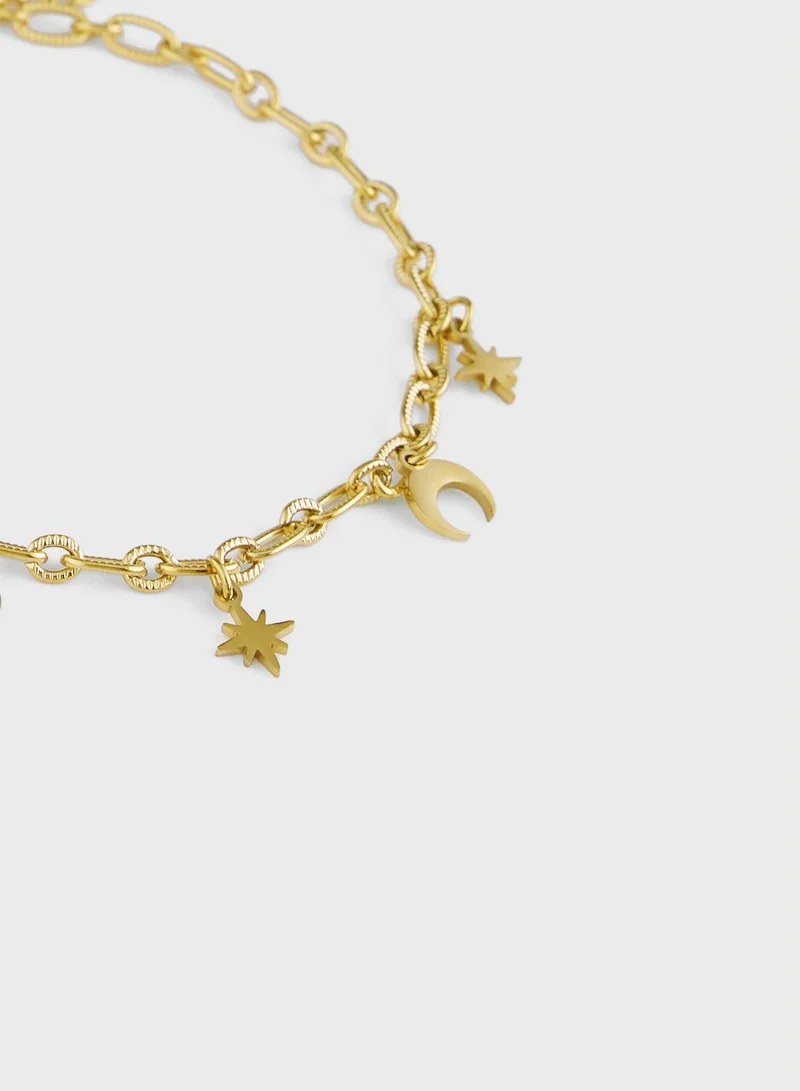 ليدي موف MIRANDA MOON & STAR PENDANT CHAIN ANKLET