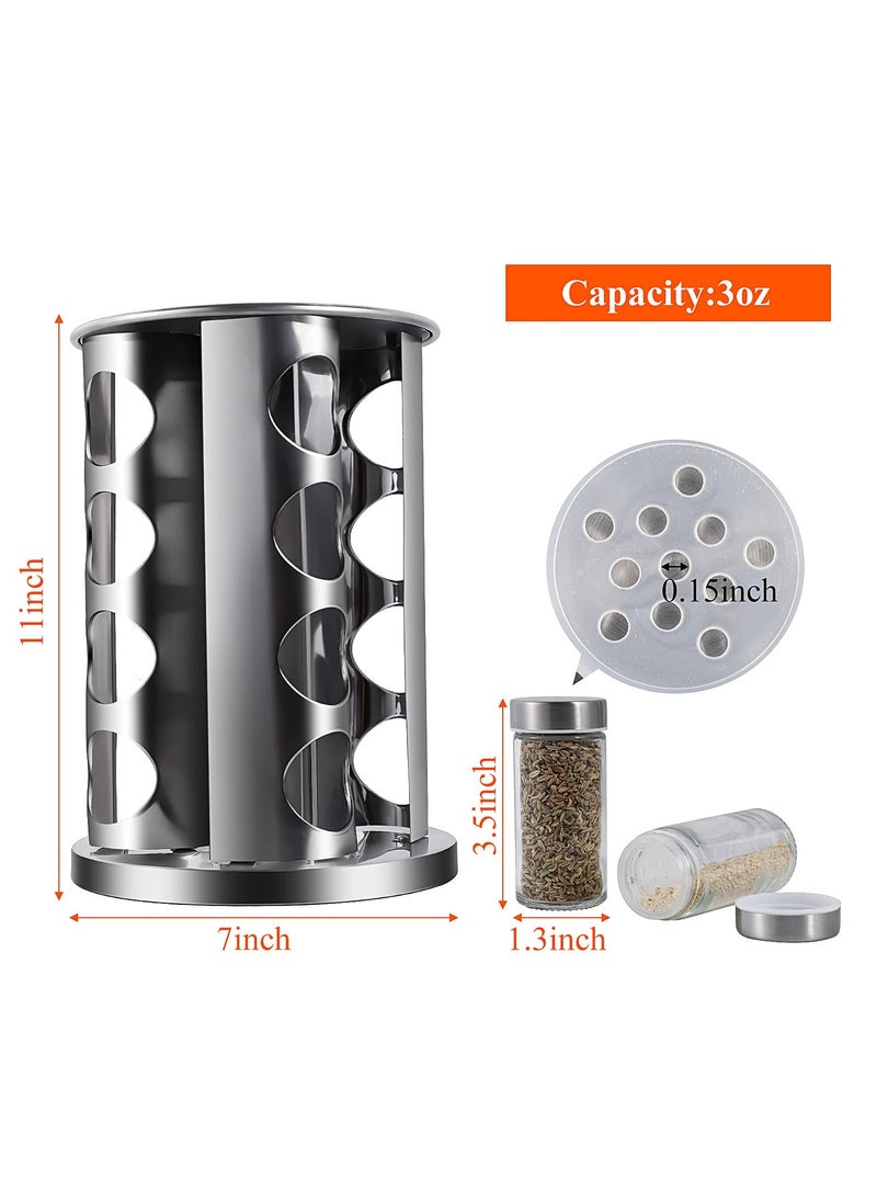 Generic - Stainless Steel Revolving Spice Rack Set with 16 Spice Jars Spice Rack Tower Organizer for Countertop or Cabinet Standing Seasoning Tower for Kitchen 360° Rotating Spice Carousel (16 JARS) - Image 1