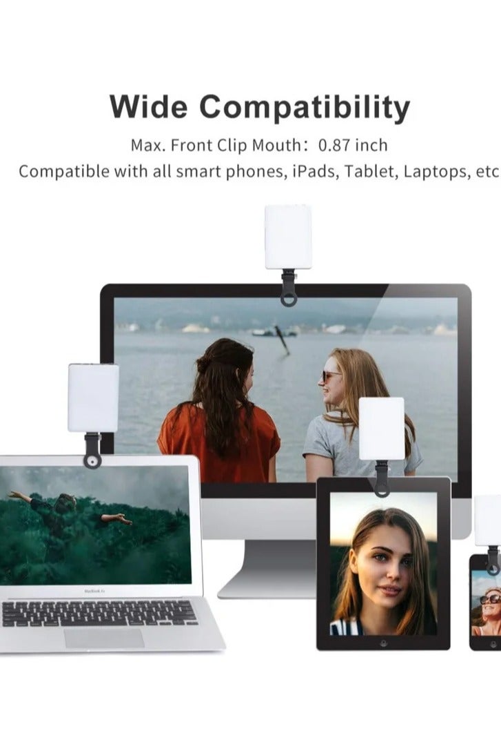 Eworld High-power 60-LED Rechargeable Selfie Light with Front & Back Clips, 3 Light Modes and 10 Brightness Levels, Ideal for Makeup, Selfies, Vlogs, Video Conferences on Smartphones, Tablets, Laptops - Image 2