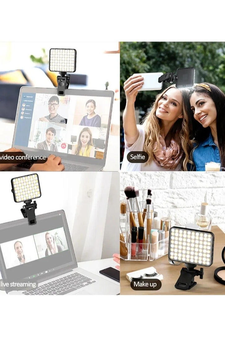 Eworld High-power 60-LED Rechargeable Selfie Light with Front & Back Clips, 3 Light Modes and 10 Brightness Levels, Ideal for Makeup, Selfies, Vlogs, Video Conferences on Smartphones, Tablets, Laptops - Image 3