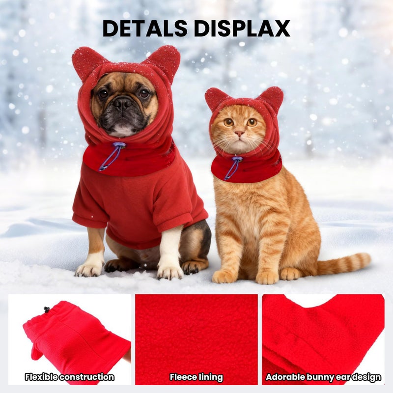 ETOFIXEE Dog Snood Winter Hood with Ear Protection, Fleece Neck Warmer for Dogs, (Red, Large) - Image 3