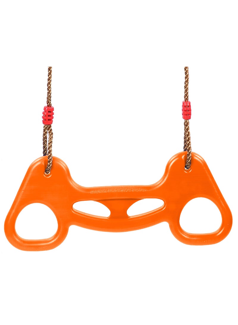 Funz Trapeze Swing Pull Up Rings Kids Trapeze Bar with with Adjustable Nylon Rope Kids Swing Bar Rings for Outdoor or Indoor Use Orange  - Image 1