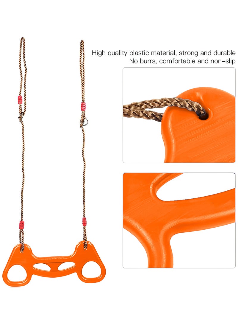 Funz Trapeze Swing Pull Up Rings Kids Trapeze Bar with with Adjustable Nylon Rope Kids Swing Bar Rings for Outdoor or Indoor Use Orange  - Image 5