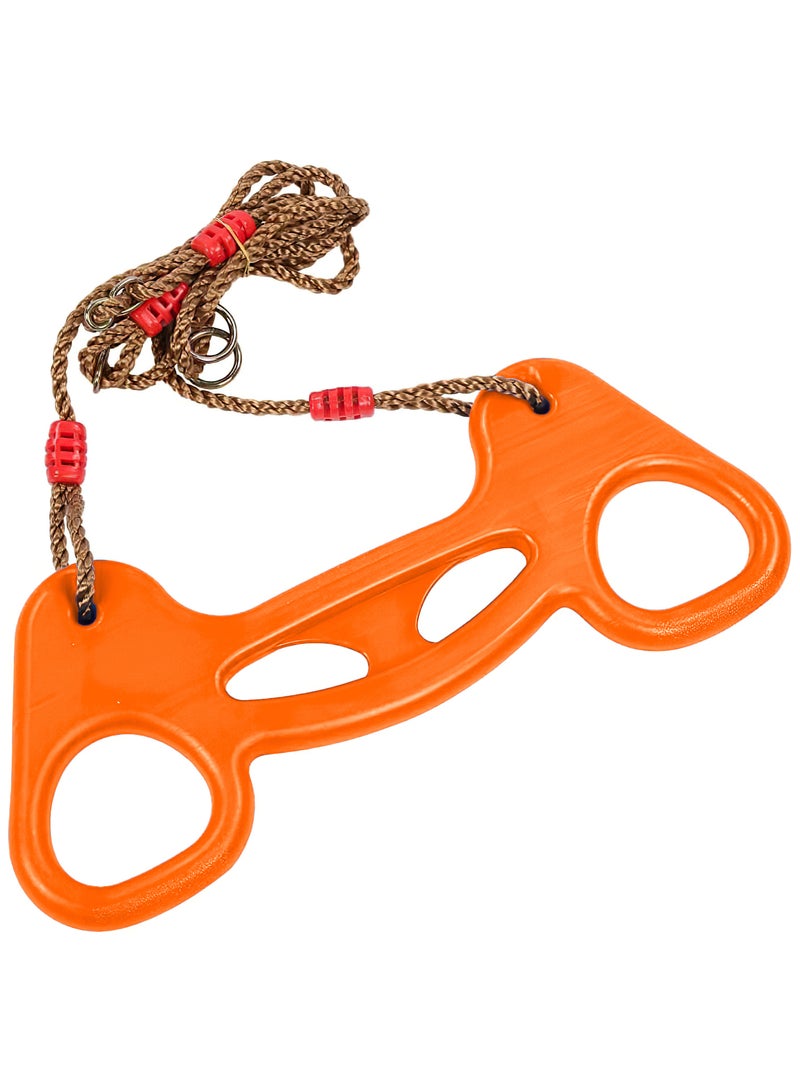 Funz Trapeze Swing Pull Up Rings Kids Trapeze Bar with with Adjustable Nylon Rope Kids Swing Bar Rings for Outdoor or Indoor Use Orange  - Image 2