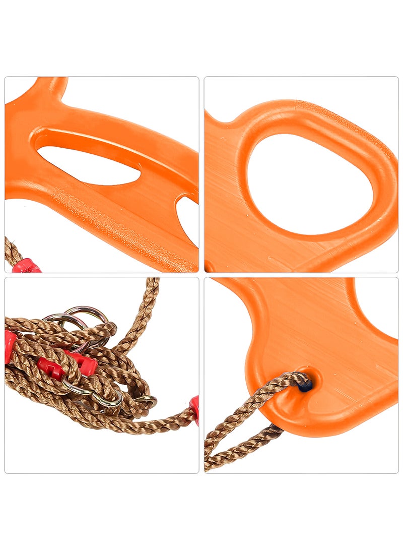 Funz Trapeze Swing Pull Up Rings Kids Trapeze Bar with with Adjustable Nylon Rope Kids Swing Bar Rings for Outdoor or Indoor Use Orange  - Image 4