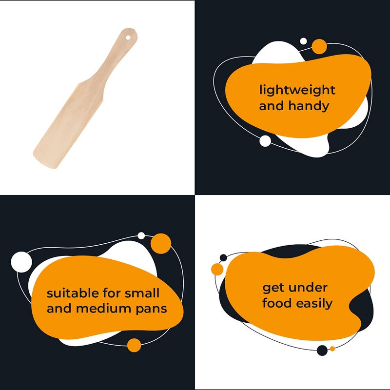 OFXDD Wooden Pancake Turner - Cooking Spatula - Long Flat Kitchen Turner - Pancake Paddle - Image 3