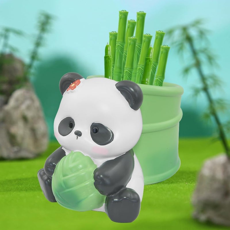 Winterworm Cute Panda Pencil Holder Panda with Bamboo Pencil Pen Container Pencil Cup Animal Pen Holder Desktop Brush Organizer Home Office Desktop Decoration Kid Back to School Student Gift - Image 4