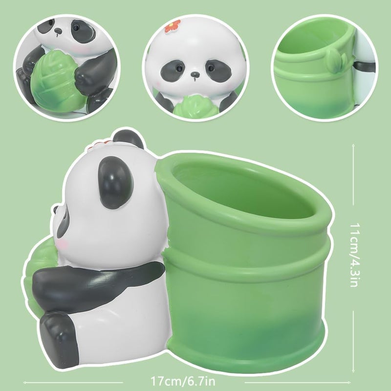 Winterworm Cute Panda Pencil Holder Panda with Bamboo Pencil Pen Container Pencil Cup Animal Pen Holder Desktop Brush Organizer Home Office Desktop Decoration Kid Back to School Student Gift - Image 5