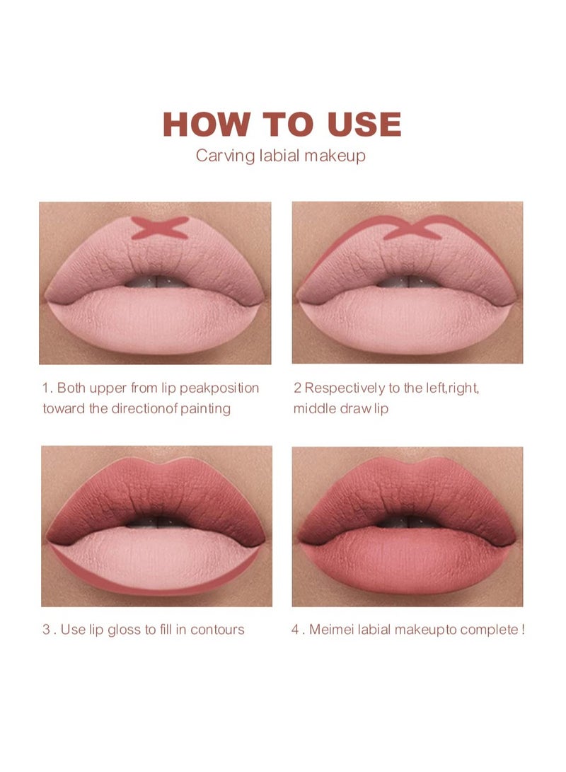 KASTWAVE Matte Lipstick Lip Liner Set, Velvety Matte Creamy Lip, Long Lasting Waterproof Lip Liner, Not Fade No Smudge, Makeup Gift Kit for Women Girls (08) - Image 4