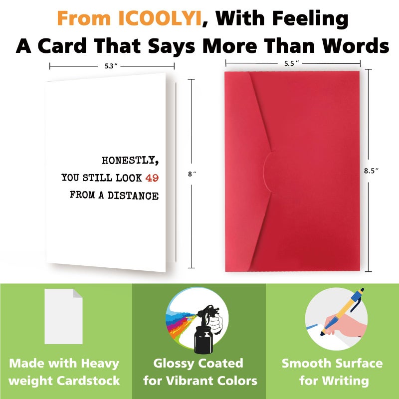 ICOOLYI Funny 50th Birthday Card Giftï½œHumorous Greeting Card for Men, Women, Him, or Her â€“ 50 Year Old Birthday Gift with Envelope, Party Decorations Keepsake - Image 5