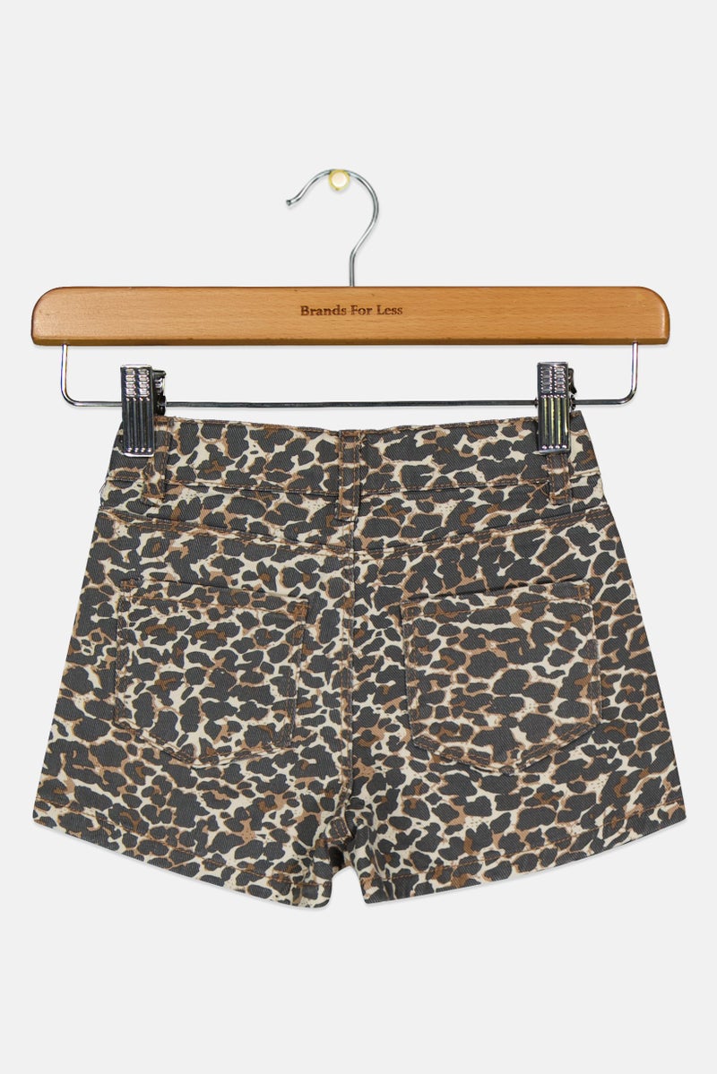 guppy Toddlers Girl Animal Print Denim Shorts, Multicolor - Image 2