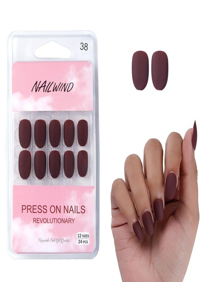 NAILWIND 24 Natural French Short False Nails Acrylic Full Cover Nails,Natural Fake Nails Delicate & Comfortable for Women and Girls (N38, 24 Count -Pack of 1) - Image 1