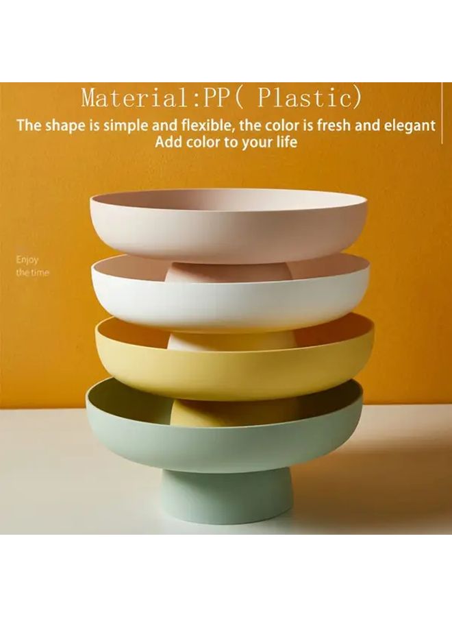Modern Round Fruit Bowl with Drainage Plastic Basket For Kitchen Counter Dining Table Centerpiece Storage Rack Yellow - Image 5