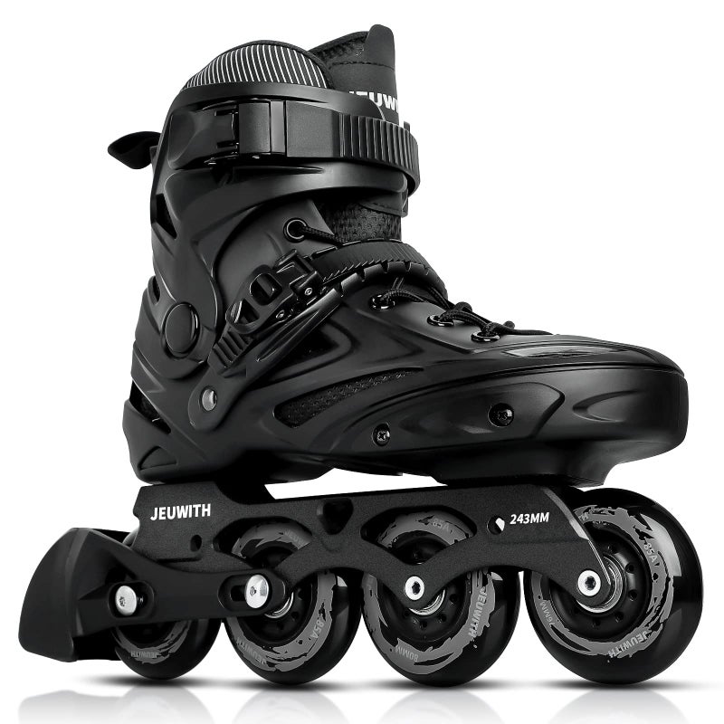 JEUWITH Inline Skates for Women Men, Outdoor Street Blades Roller Adult Male Female, Professional Fitness Roller Skates Blades for Unisex (Black) - Image 1