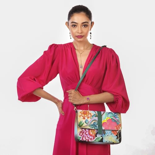 Anna by Anuschka Messenger Bag | Genuine Leather | Medium, Whimsical Garden - Image 2