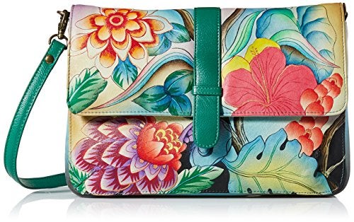 Anna by Anuschka Messenger Bag | Genuine Leather | Medium, Whimsical Garden - Image 1