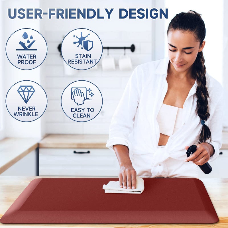 StepRite 4/5 Inch Thick Kitchen Mat Anti Fatigue Mat Kitchen Rugs Kitchen Decor Non-Slip, Stain & Water Resistant, Kitchen Mats Desk Mat for Kitchen, Office, Workshop, Red, 17'' x 28'' - Image 5