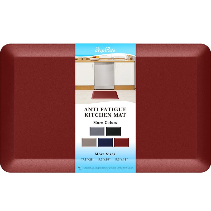 StepRite 4/5 Inch Thick Kitchen Mat Anti Fatigue Mat Kitchen Rugs Kitchen Decor Non-Slip, Stain & Water Resistant, Kitchen Mats Desk Mat for Kitchen, Office, Workshop, Red, 17'' x 28'' - Image 1