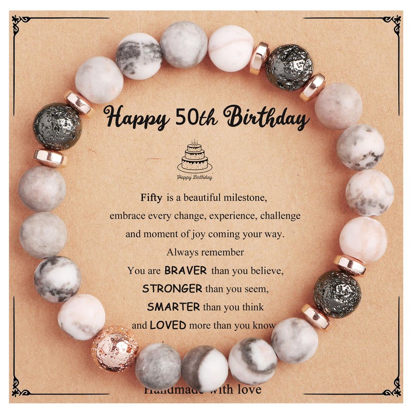 Yiyang 50th Birthday Gifts for Women Beads Bracelet Cool Birthday Gifts for 50 Year Old Women Gift Ideas Unique Bday Gift for Mom Wife Daughter Sister Female Friend 50th Birthday Gift - Image 1