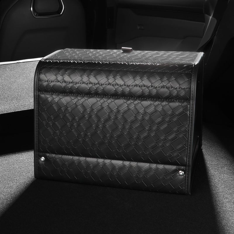 POKSRI Trunk Organizer for suv,car storage organizer,lid Box,PU Leather & PP Honeycomb Board,Fixed with screws extremely sturdy,Collapsible and Adjustable,15''L x 13''W x 12.4''H,2K inchesÂ³(size B) - Image 1
