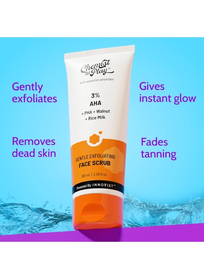 Chemist at Play Gentle Exfoliating Face Scrub with Mandelic Acid & Walnuts | Removes Dead Skin & Blackheads | Detans |Gives Instant Glow| Face Scrub for Women & Men | 100ml - Image 2