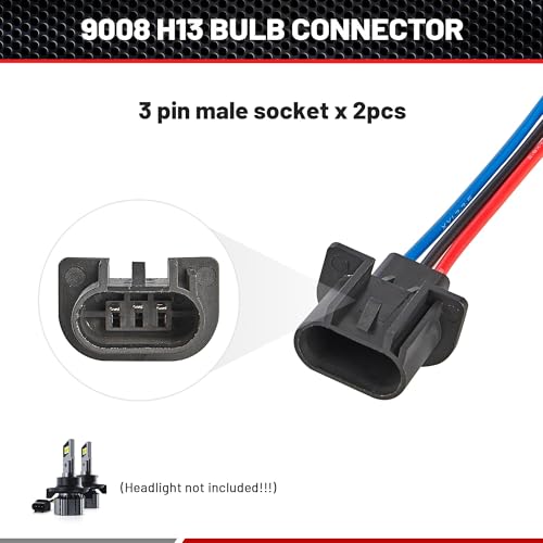 RED WOLF محول توصيل 9008 H13 من RED WOLF 3 دبابيس ذكر لمصابيح الرأس - Image 5