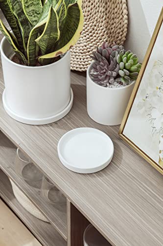 Woiida 6 inch Matte Wihte Ceramic Plant Saucer (2 Pack)-Ceramic Drainage Tray for Plant Pot - Image 5