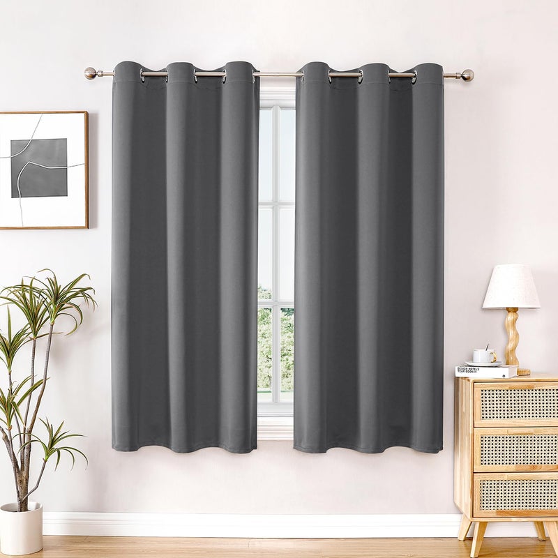 ChrisDowa Blackout Curtains 45 inches Long for Bedroom - 2 Panels Set Grommet Thermal Insulated Room Darkening Curtains for Living Room (Grey  38 x 45 Inch) - Image 1
