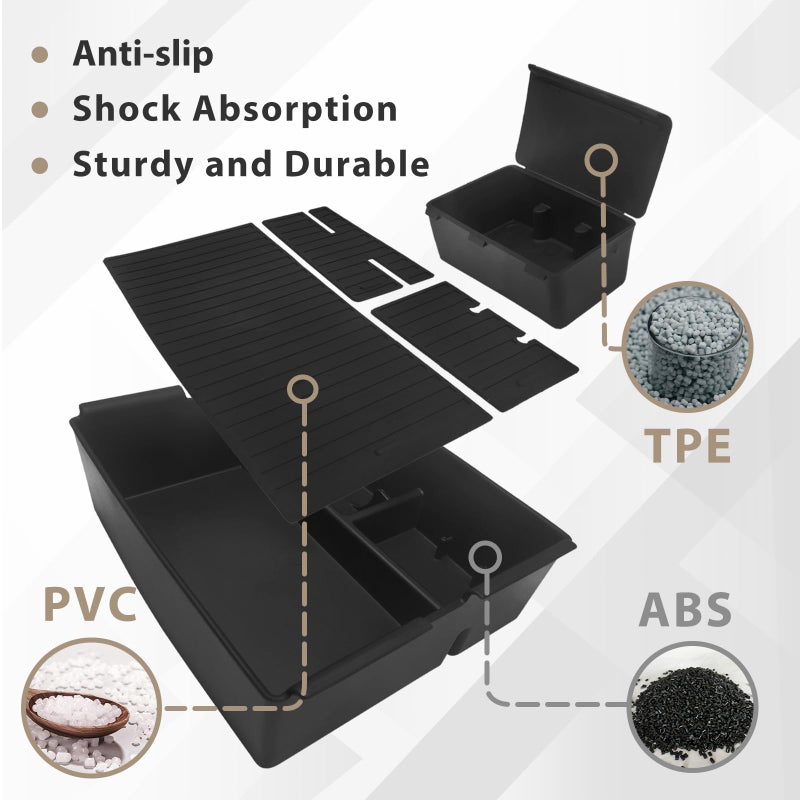 Muslogy for 2024 2025 2026 Toyota Tacoma Center Console Organizer Compatible with 2024-2026 4th Gen Tacoma Accessories Middle Console Storage Box with Anti-Slip Mats Interior Insert Tray (Black) - Image 5