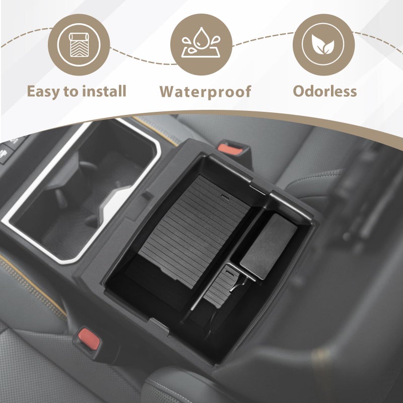Muslogy for 2024 2025 2026 Toyota Tacoma Center Console Organizer Compatible with 2024-2026 4th Gen Tacoma Accessories Middle Console Storage Box with Anti-Slip Mats Interior Insert Tray (Black) - Image 3