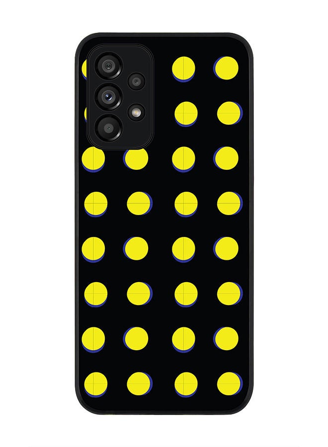 Stylizedd Rugged Black edge case for Samsung Galaxy A73 5G Slim fit Soft Case Flexible Rubber Edges Anti Drop TPU Gel Thin Cover - Yellow Dots - Image 1