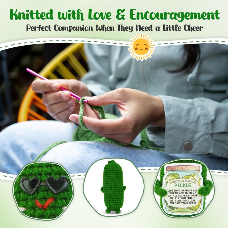 OASSIE Inspirational Gifts for Women Men - Emotional Positive Pickle Crochet - Funny Birthday Easter Gifts for Women Daughter Sister Friend Coworkers Teachers Nurses, Easter Basket Stuffers - Image 4