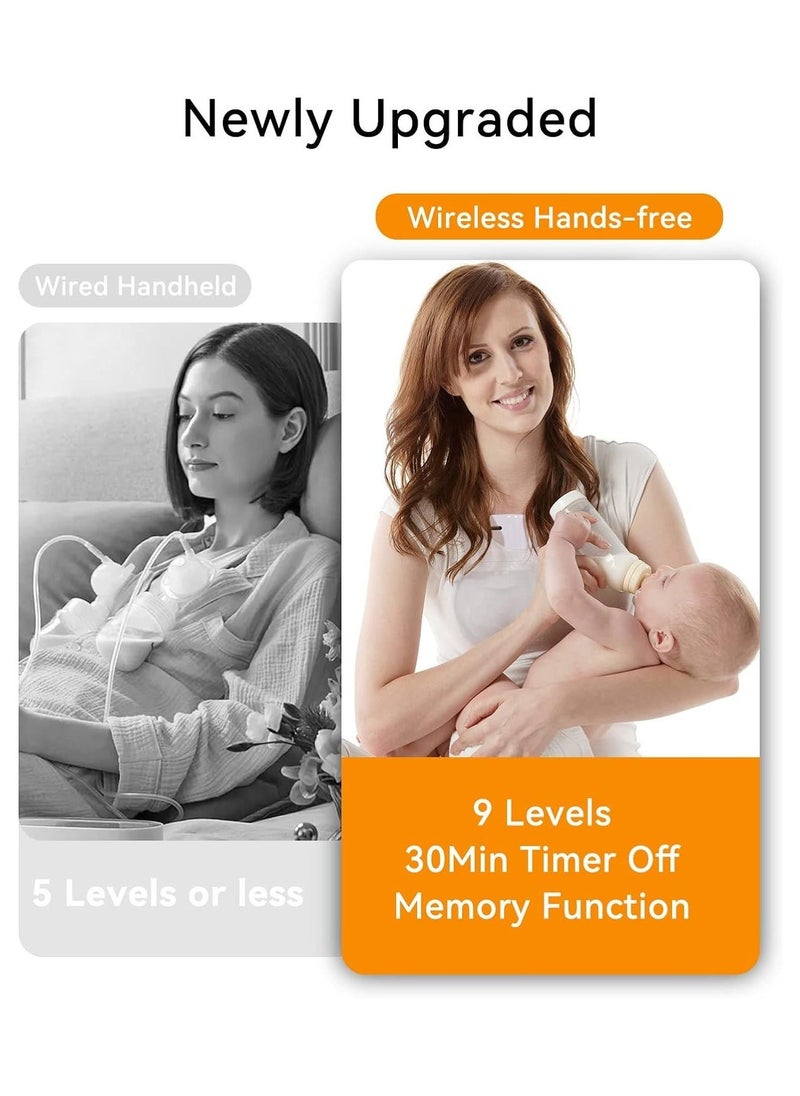 Electric Breast Pump, Breast Pump Milk Suction Device Hands Free with 3 Modes, 9 Levels, LCD Display, Wearable Breast Pump Low Noise Rechargeable Milk Extractor (2PC) - Image 2