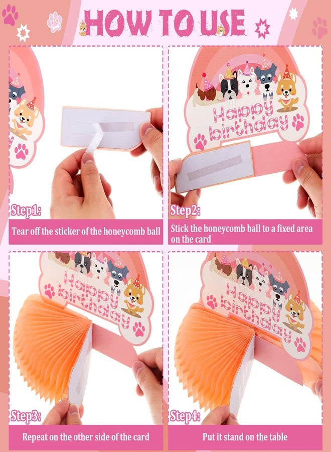 Demissle 9 Pcs Dog Themed Party Decorations Pink Honeycomb Centerpieces Dog Party Favors Themed Birthday Supplies Puppy Decorations - Image 5