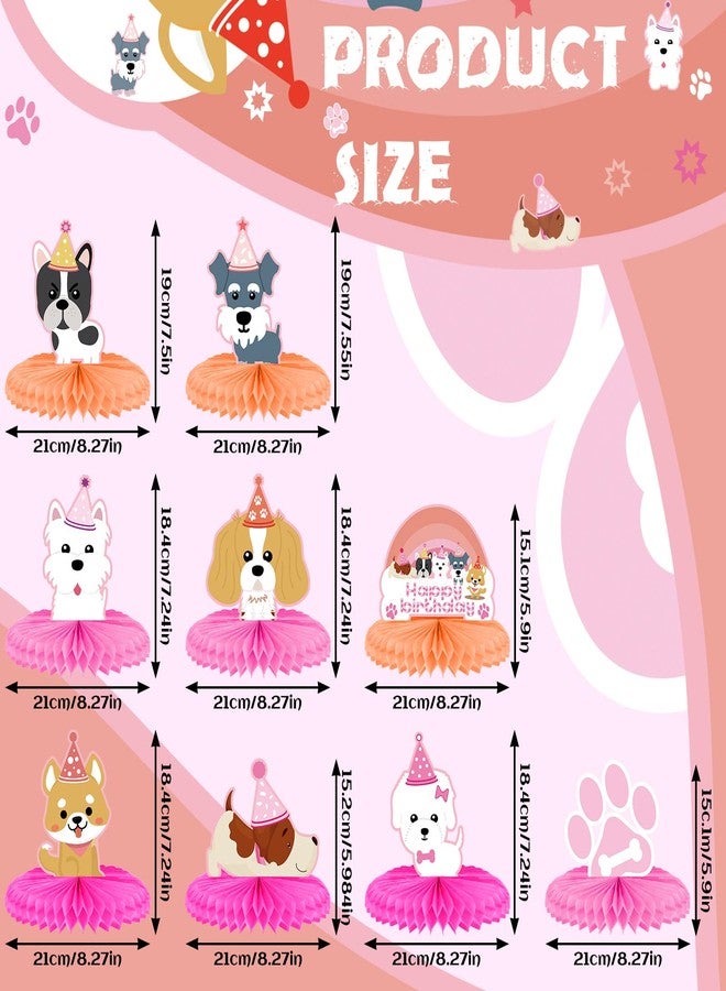 Demissle 9 Pcs Dog Themed Party Decorations Pink Honeycomb Centerpieces Dog Party Favors Themed Birthday Supplies Puppy Decorations - Image 3