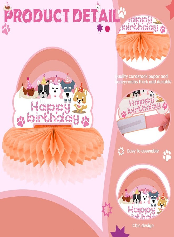 Demissle 9 Pcs Dog Themed Party Decorations Pink Honeycomb Centerpieces Dog Party Favors Themed Birthday Supplies Puppy Decorations - Image 2